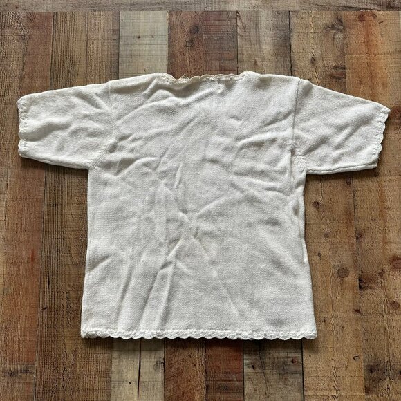 Vintage Carolyn Taylor Floral Knit Sweater With Embroidered & Pearl Details -M - Picture 10 of 10